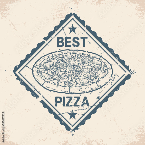 Best pizza sticker vintage monochrome