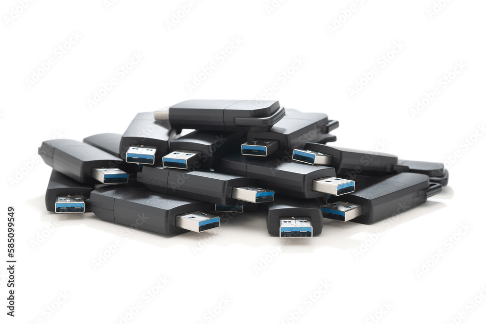 Heap of usb flash drive isolated on white background Heap of usb flash drive isolated on white background