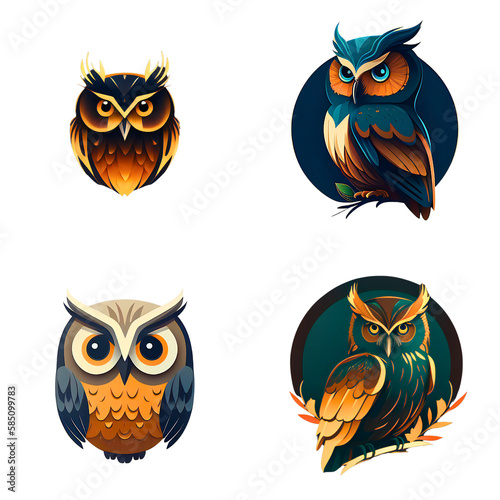 leshy design a logo owl flat illustration minimalistic graphic