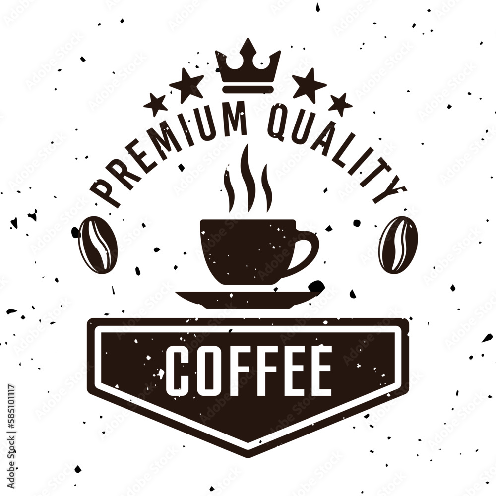 Coffee cup vector emblem, badge, label, sticker or logo in vintage ...