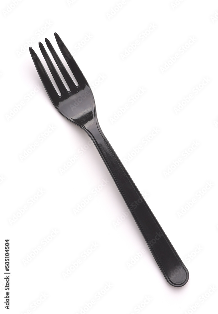 Black disposable plastic fork