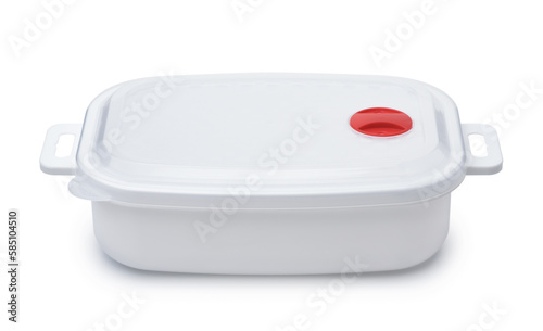 White plastic reusable food storage container