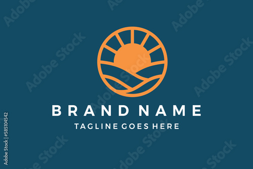 sun or sea logo design vector template