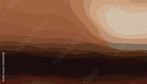brown vector  sunset in the mountains