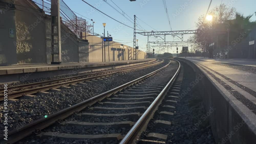 Train tracks sunset sunrise concept travel decision path choice Train tracks sunset sunrise concept travel decision path choice