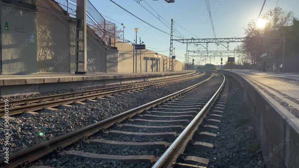 Train tracks sunset sunrise concept travel decision path choice Train tracks sunset sunrise concept travel decision path choice
