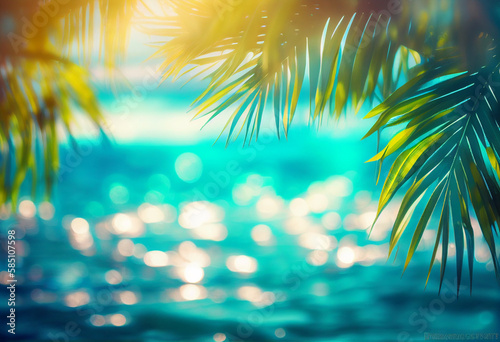 beach background with palm trees © SujithShalitha