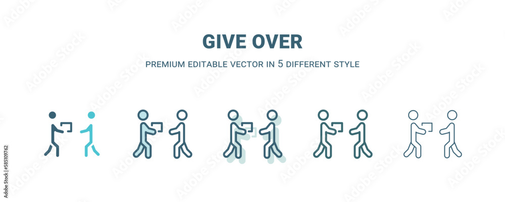 give over icon in 5 different style. Outline, filled, two color, thin give over icon isolated on white background. Editable vector can be used web and mobile