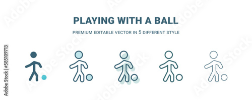 playing with a ball icon in 5 different style. Outline, filled, two color, thin playing with a ball icon isolated on white background. Editable vector can be used web and mobile