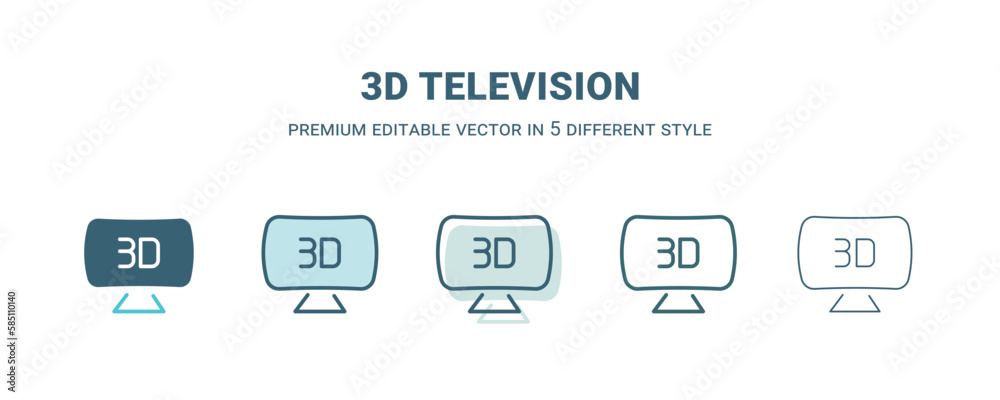 3d television icon in 5 different style. Outline, filled, two color, thin 3d television icon isolated on white background. Editable vector can be used web and mobile 3d television icon in 5 different style. Outline, filled, two color, thin 3d television icon isolated on white background. Editable vector can be used web and mobile