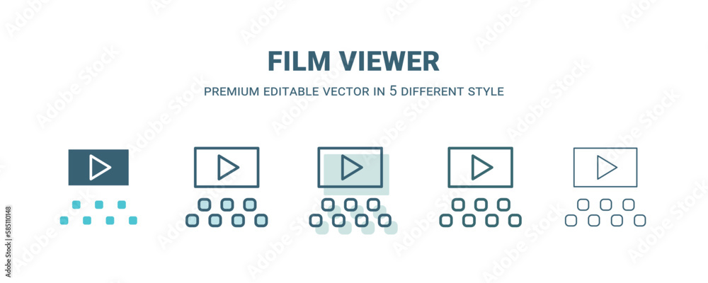 film viewer icon in 5 different style. Outline, filled, two color, thin film viewer icon isolated on white background. Editable vector can be used web and mobile film viewer icon in 5 different style. Outline, filled, two color, thin film viewer icon isolated on white background. Editable vector can be used web and mobile