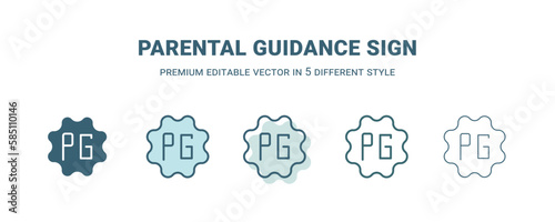 parental guidance sign icon in 5 different style. Outline, filled, two color, thin parental guidance sign icon isolated on white background. Editable vector can be used web and mobile