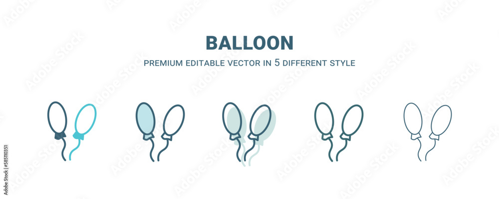 balloon icon in 5 different style. Outline, filled, two color, thin balloon icon isolated on white background. Editable vector can be used web and mobile balloon icon in 5 different style. Outline, filled, two color, thin balloon icon isolated on white background. Editable vector can be used web and mobile