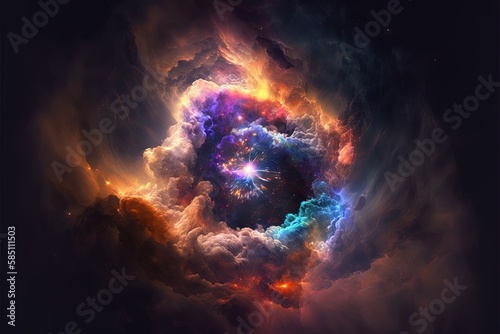 Multicolor Nebula. Realism  colorful  space. Illustration. AI