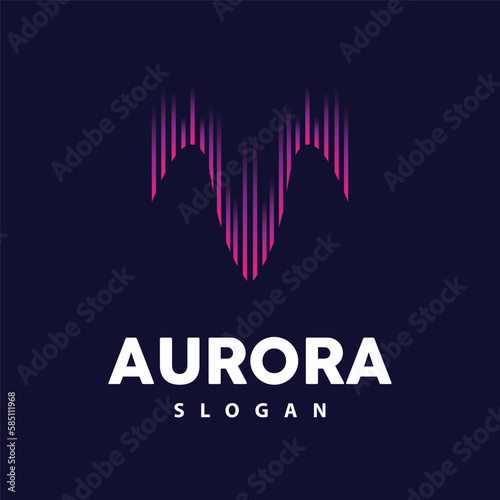 Aurora Logo, Light Wave Vector, Nature Landscape Design, Product Brand Template Illustration Icon