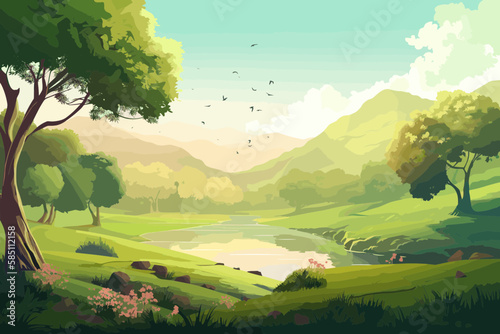 landscape with hills and trees