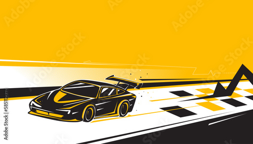 Motorsport car racing abstract background design. Vector illustration of sports race concept