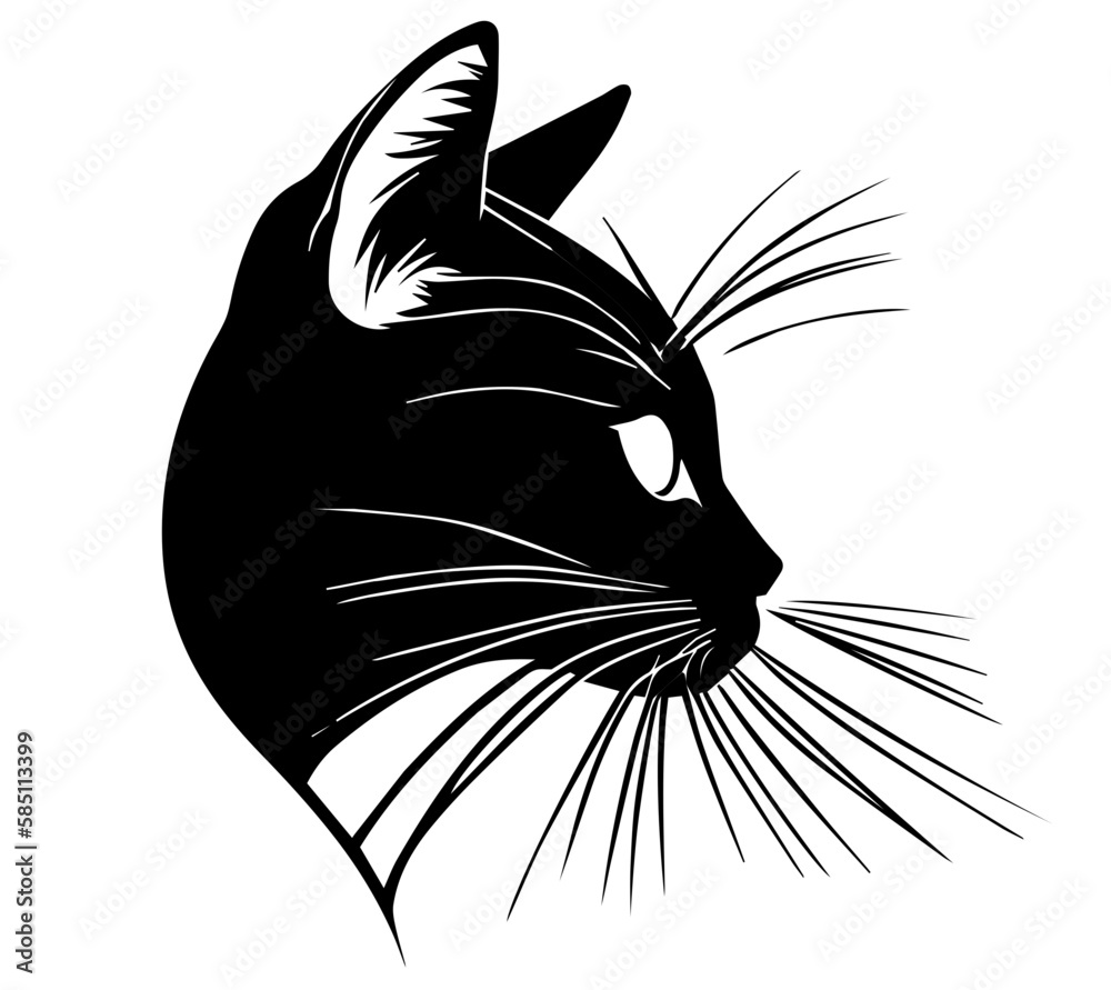 black silhouettes of a cat Stock Vector | Adobe Stock