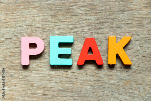 Wallpaper Mural Color alphabet letter in word peak on wood background Torontodigital.ca