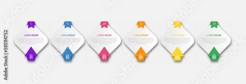 Infographics. 6 stages of development, marketing, workflow or plan. Business strategy with icons