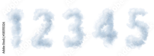 Cloud letters number 1, 2, 3, 4, 5