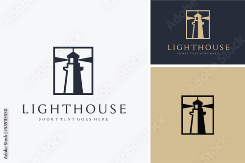 Lighthouse Searchlight Beacon Tower Island Beach Coast logo design inspiration
