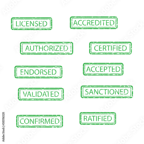 Rubber stamp affirmative accepted licensed and confirmed ratified