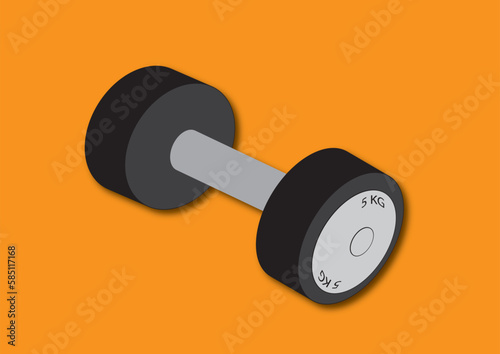3D dumbbell isolated on orange background