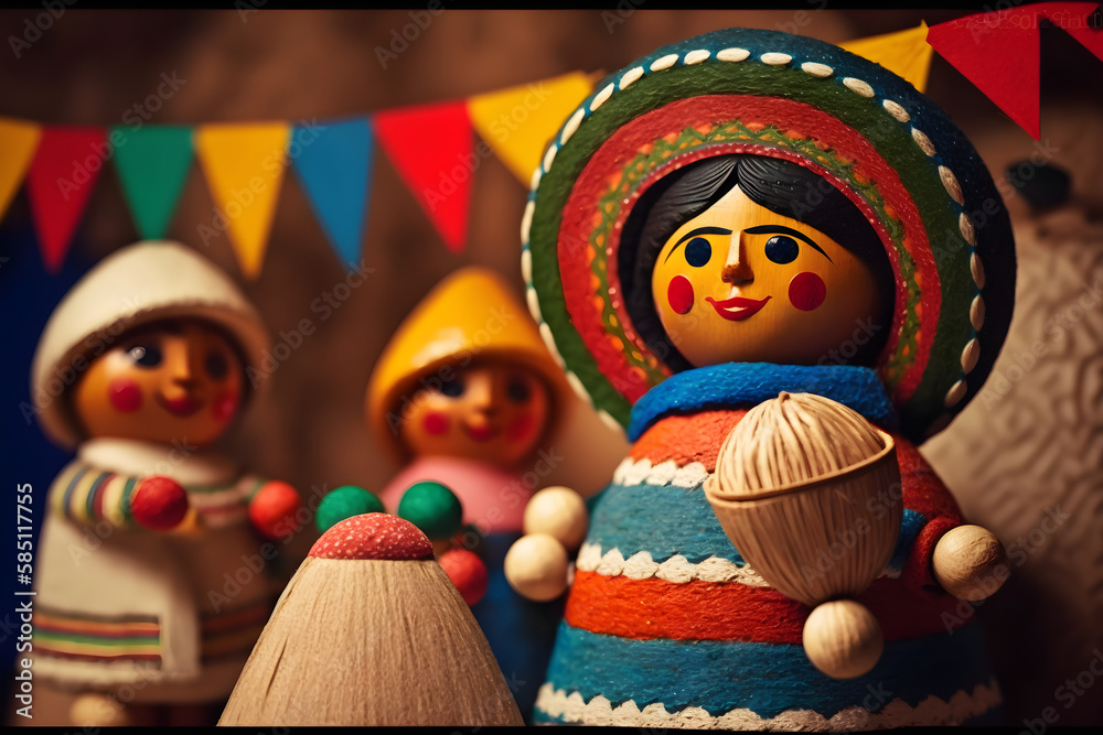 Handmade wooden doll of São João, a Brazilian party, June party, Festa Junina