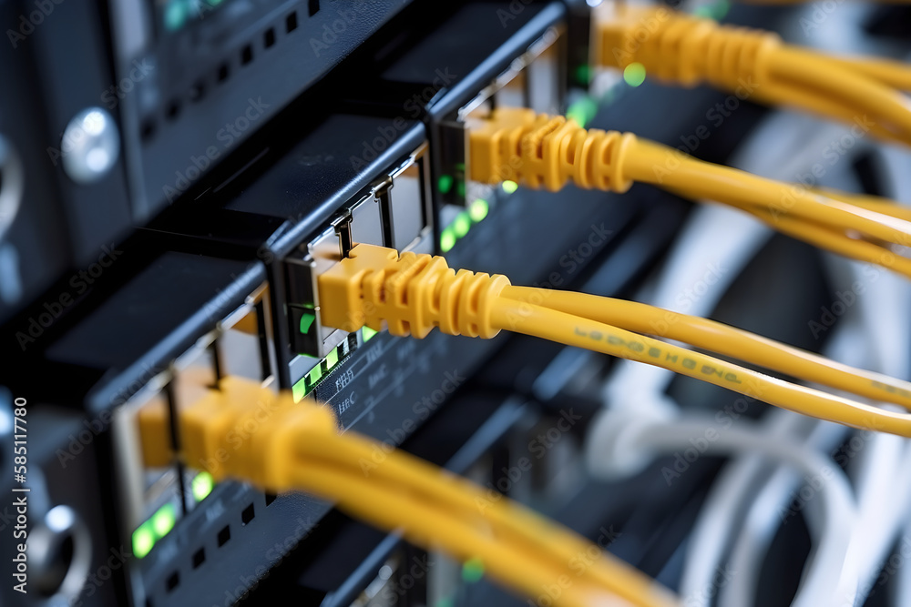 lan cables, ethernet network cables data connection in hub plug internet, Generative ai lan cables, ethernet network cables data connection in hub plug internet, Generative ai