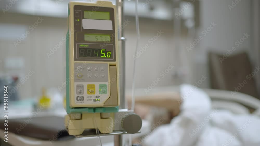 Elderly woman admitted to the hospital receiving treatment for sickness