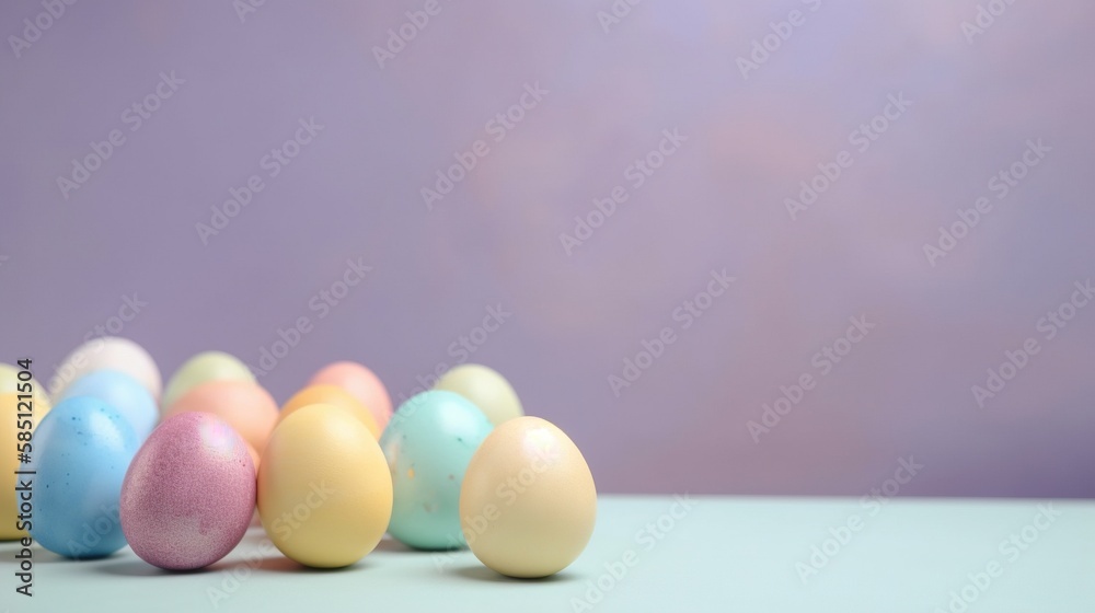 Easter holiday background with copy space. Side view Easter eggs, colorful wallpaper Easter holiday background with copy space. Side view Easter eggs, colorful wallpaper