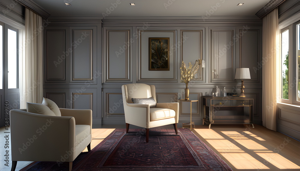 Fototapeta premium modern living room Contemporary interior design of furnished room Generative AI