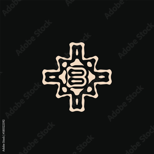 Initial letter B logo. unique tribe ethnic ornament ancient emblem