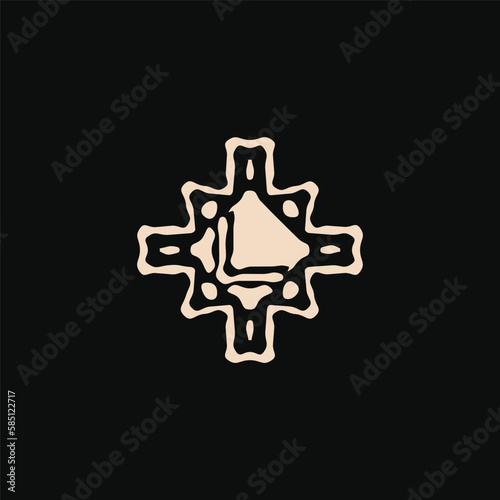Initial letter L logo. unique tribe ethnic ornament ancient emblem
