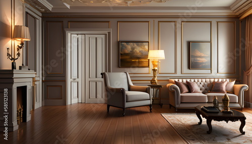 modern living room Contemporary interior design of furnished room Generative AI © GridsAndTiles