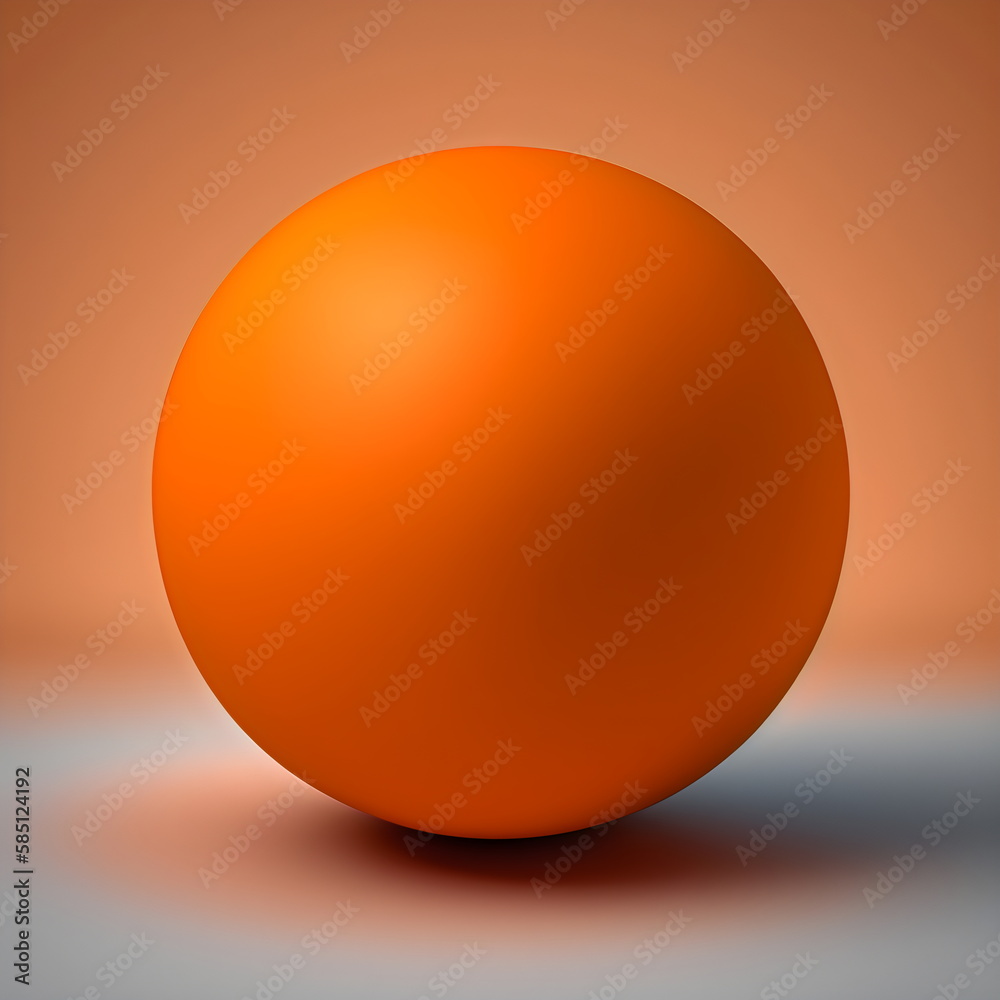 perfect matte orange sphere marble on light studio background, made with generative ai