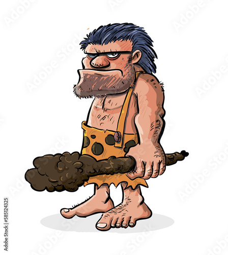 Caveman With A Club In His Hands Illustration on Transparent Background photo