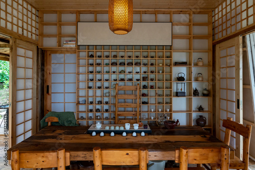 Billede på lærred Japanese decoration style teahouse, tea ceremony