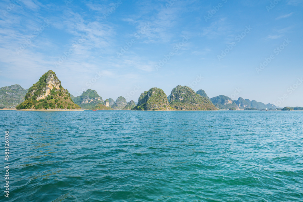 Fototapeta premium Scenery of Quyang Lake.Jingxi, Baise, Guangxi, China