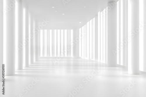 Big empty white room. Generative AI © Kenishirotie