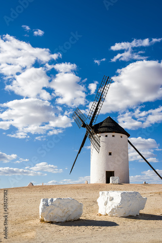 Ancient windmill in Campo de Criptana, SPain, defined in Cervantes' Don Quixote "The Giants"