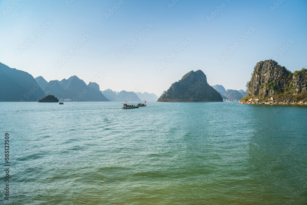 Fototapeta premium Scenery of Quyang Lake.Jingxi, Baise, Guangxi, China