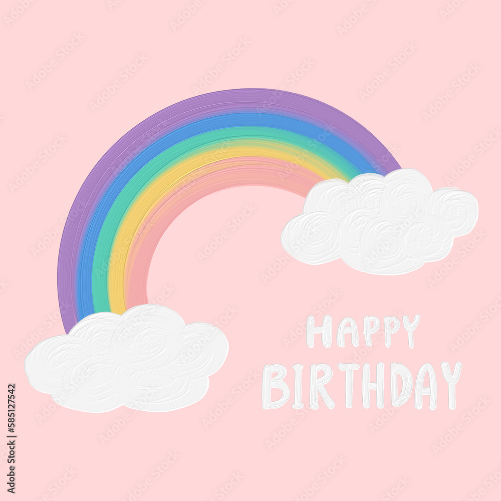 Sweet pink and rainbow birthday card drawn by oil paints.
Sweet pink and rainbow birthday card drawn by oil paints.