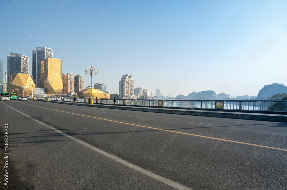 Fototapeta premium Highway and Liuzhou City Skyline, Guangxi, ChinaHighway and Liuzhou City Skyline, Guangxi, China