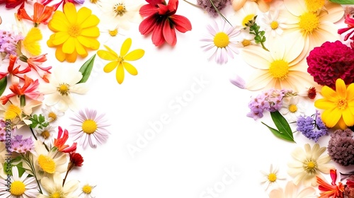 Background of colourful spring flowers with copy space  © Paul
