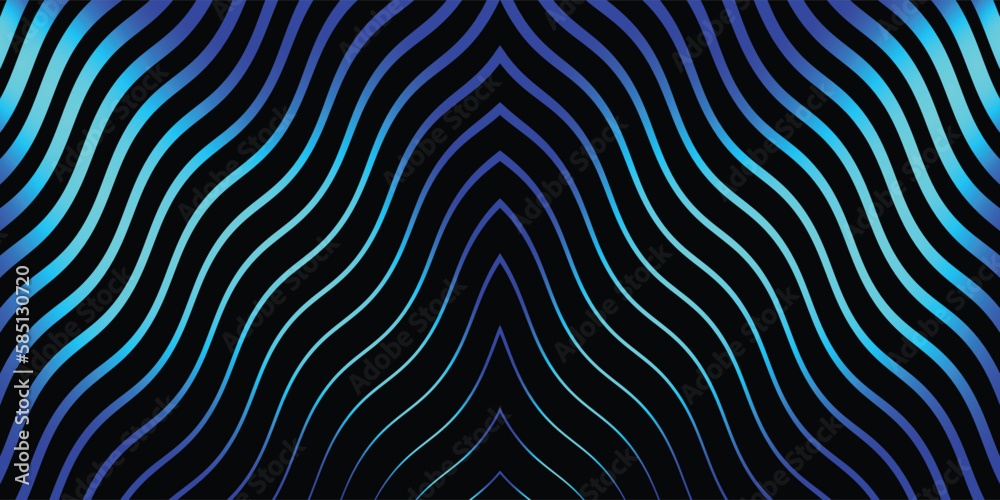 Fototapeta premium Blue line wave and black abstract background