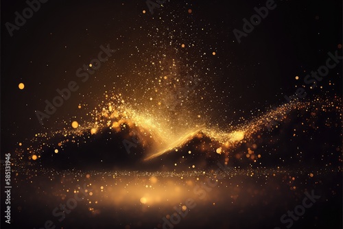 golden glittering particles wallpaper with light and defocused effect generative ai
