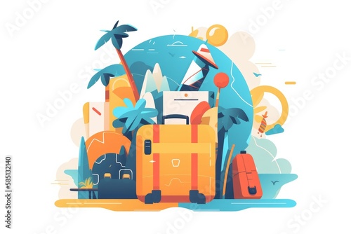 Illustration of a Travel Bags luggage vector style - Generative AI illustration