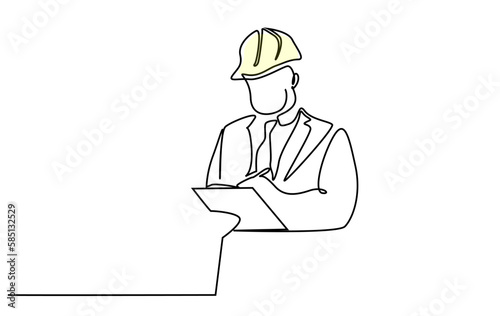 businessman engineer civil engineer writing report in suit safe helmet business industry concept